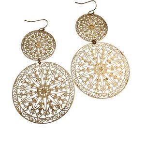 Elegant Gold Filigree Dangle Earrings